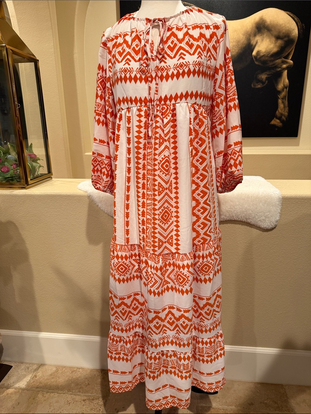 Smocked Ruffle Flowy Boho Casual Dress - Picture 2 of 4